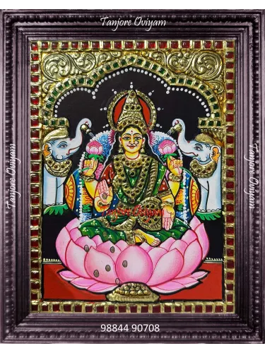 Antique Gajalakshmi lotus Tanjore Painting